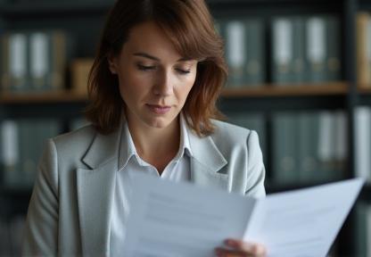 Compliance advisor reviewing workplace policy documents